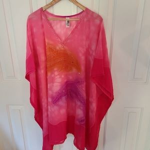 India Boutique Pink and Orange Swim Coverup